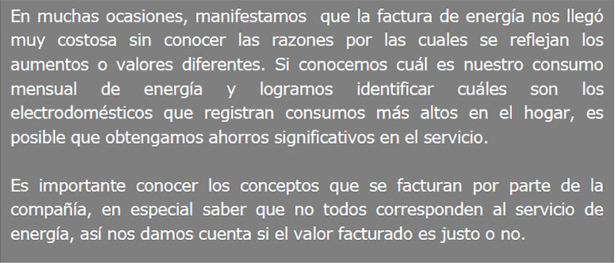 Aprende a leer tu factura de energía eléctrica